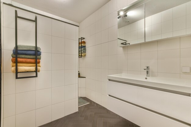 Modern bathroom with shower and sink