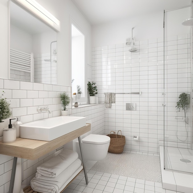 A modern bathroom with a toilet sink and shower