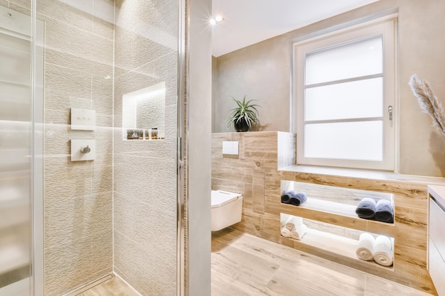 Modern bathroom with toilet and sink