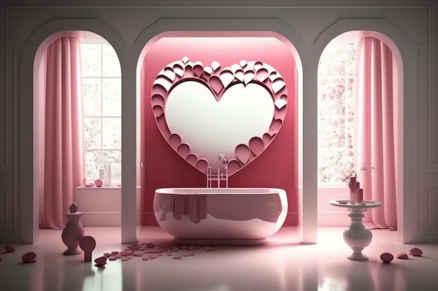 Modern bathrooms Valentines Day themed interior