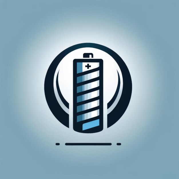 Photo modern battery logo design with silver blue and black color scheme