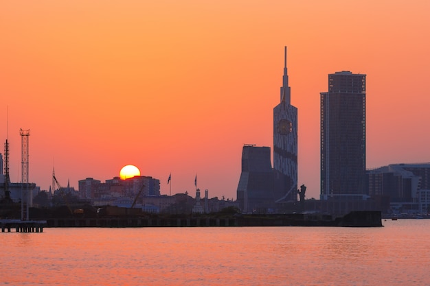 Modern Batumi at sunset, Adjara, Georgia