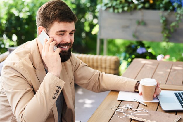 Modern Bearded Man at Coffee Break