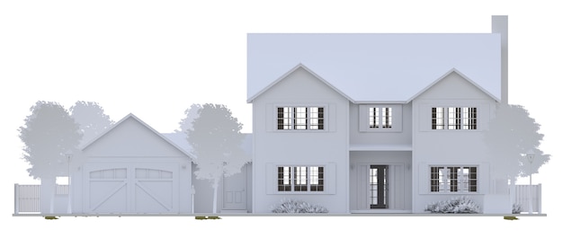 modern beautiful house. cottage design skech. 3d illustration.