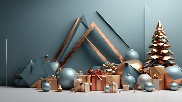 A modern beautiful minimalist Christmas geometrics shapes background