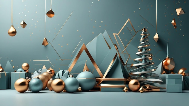 현대적 인 아름다운 미니멀리즘 크리스마스 기하학 형태의 배경