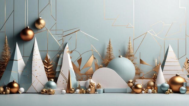 A modern beautiful minimalist christmas geometrics shapes background