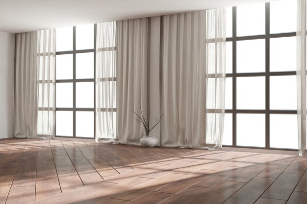 Modern beautiful room interior design 3D illustration