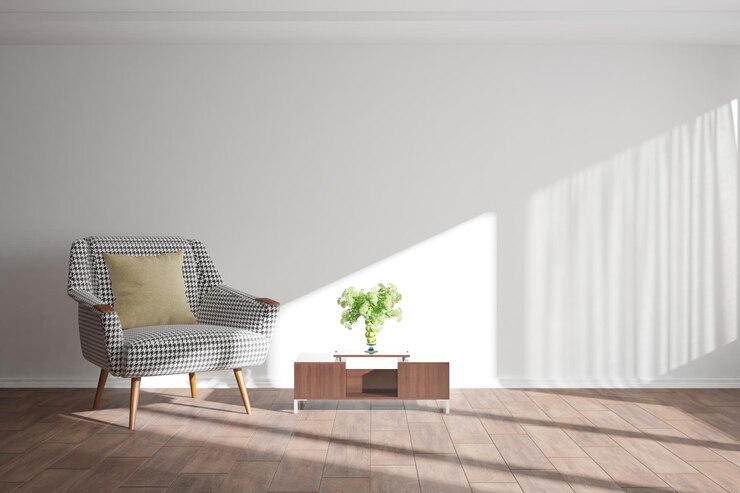 Modern beautiful room interior design 3D illustration