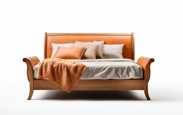 Modern Bed With Leather Headboard and Foot Board