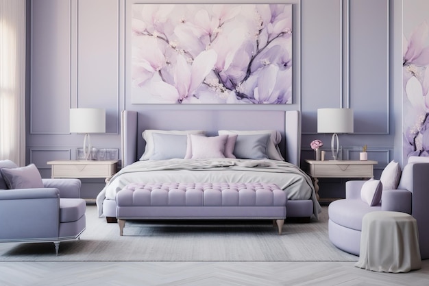 Modern Bedroom Elegance Spacious Lavender Haven