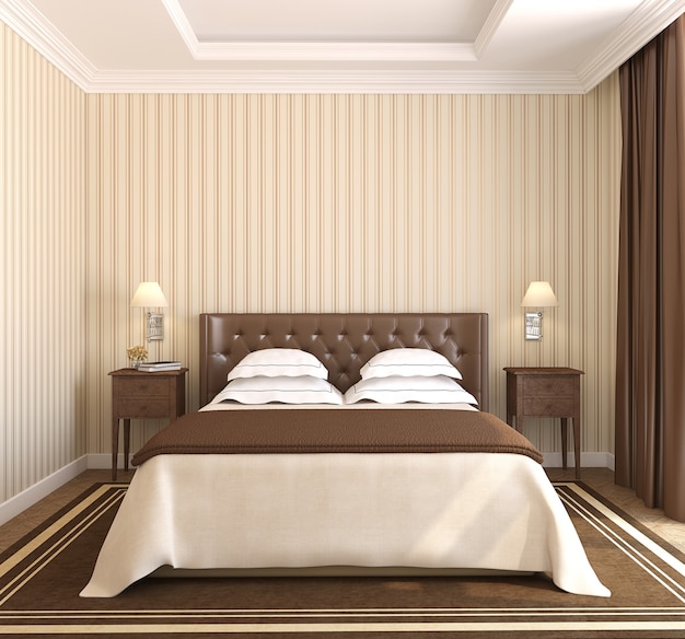 Modern bedroom interior. 3d render.