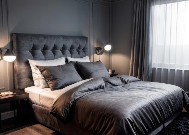 Современный дизайн интерьера спальни в стиле роскоши и минимализма