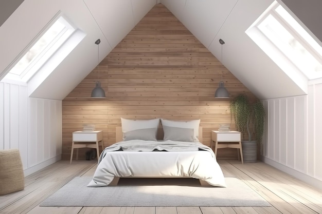 현대적인 침실 인테리어 대형 편안한 침대가 있는 우아한 객실 인테리어 고급스러운 대형 침실 세련된 침실 인테리어 침실 인테리어 3d 렌더링 Generative AI
