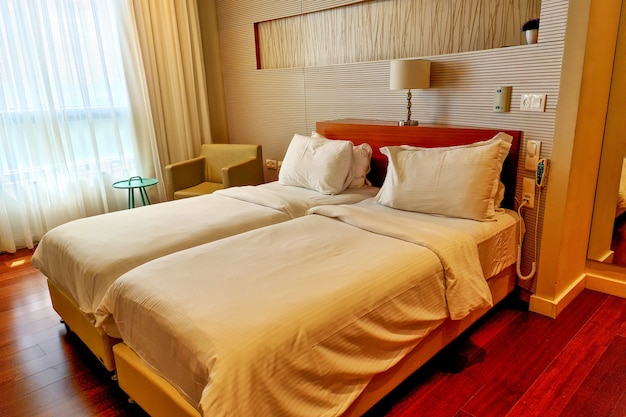 Modern bedroom interior in the hotel