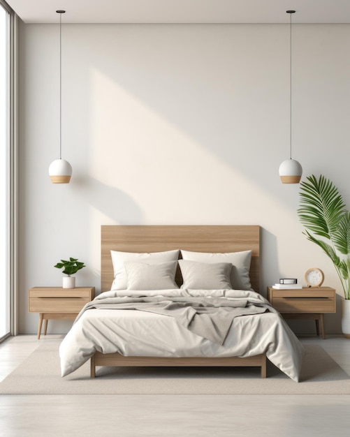 Modern bedroom interior Illustration AI GenerativexA