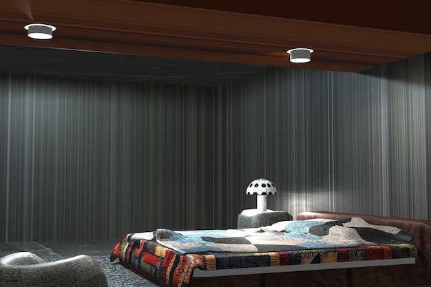 Foto rendering interno camera da letto moderna