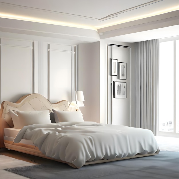 Современный интерьер спальни с простотой и спокойствием
