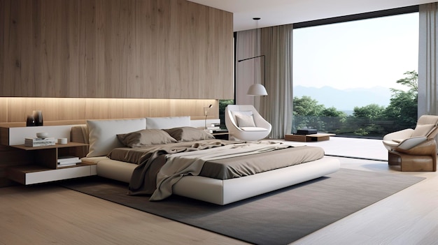 Modern Bedroom with White Bedding