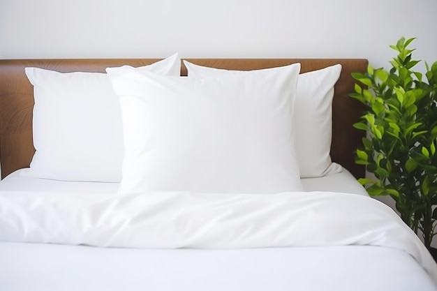 Фото Современная спальня с белыми подушками на постели
