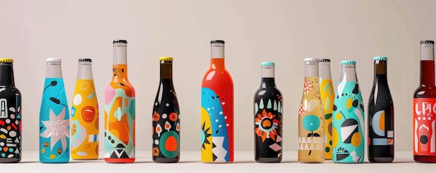 Photo modern beverage packaging standout designs with unique colors and shapes