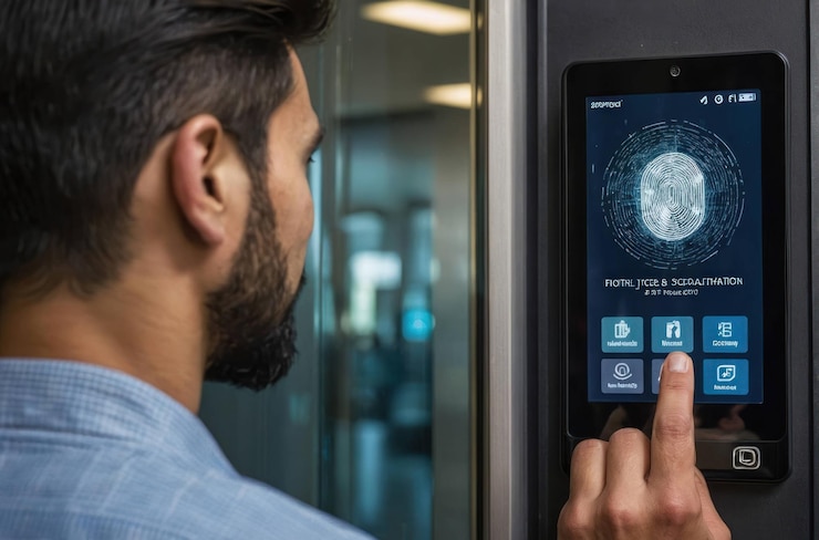 Photo modern biometric door lock