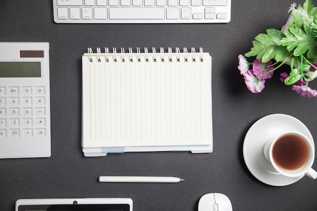 modern black business desk. office