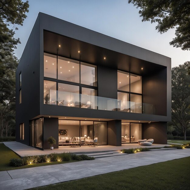 modern black luxury house