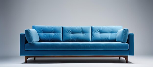 Одинокий современный синий диван