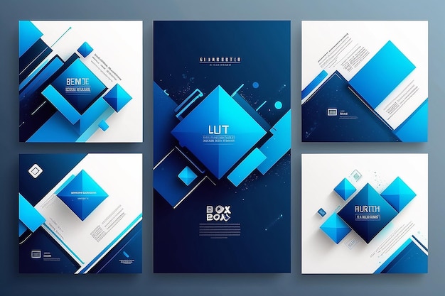 Modern Blue Geometry Abstract Box Elements for Banner and Presentation