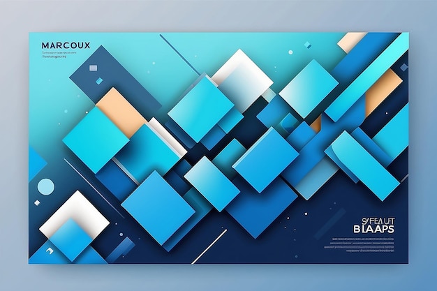 Modern Blue Geometry Abstract Box Elements for Banner and Presentation