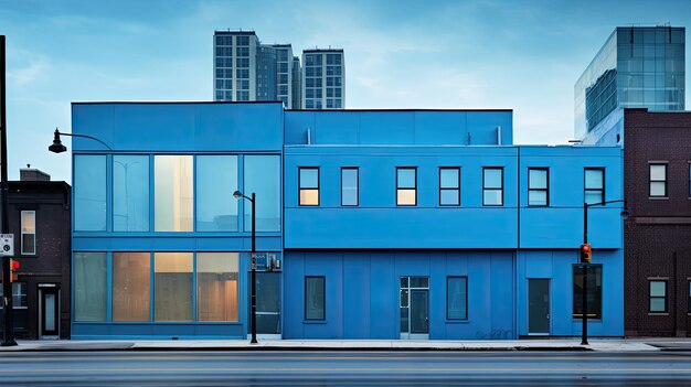 Modern blue house building