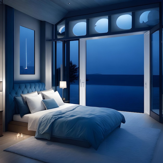 A modern blue view interior design