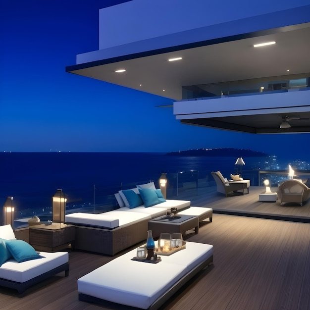 A modern blue view interior design