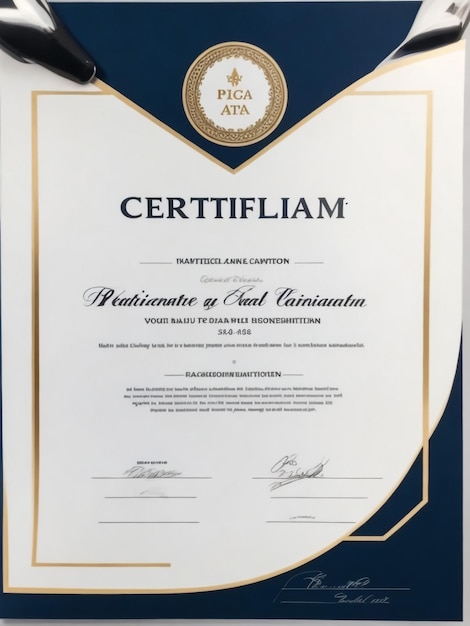 Foto moderno modello di certificato blu e bianco