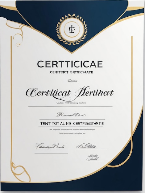 Photo modern blue and white certificate template