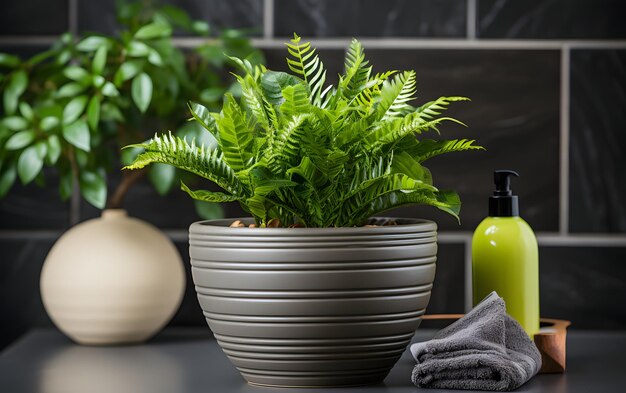 modern blurred bathroom interior with towels