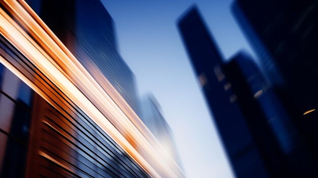 Photo modern blurred office with motion blur business people moving fast