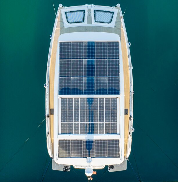 Modern boat with solar panels