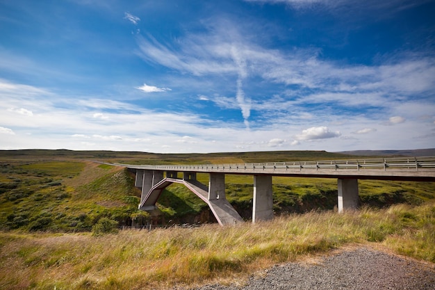 Modern bridge over Icelandic river