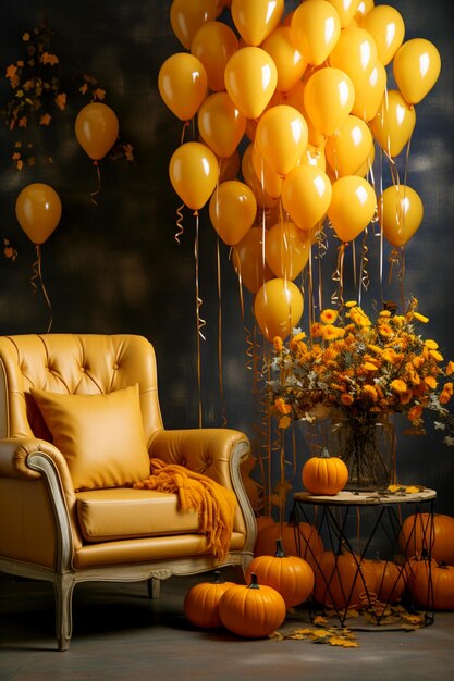 Modern And bright interior in the style of the Halloween holiday