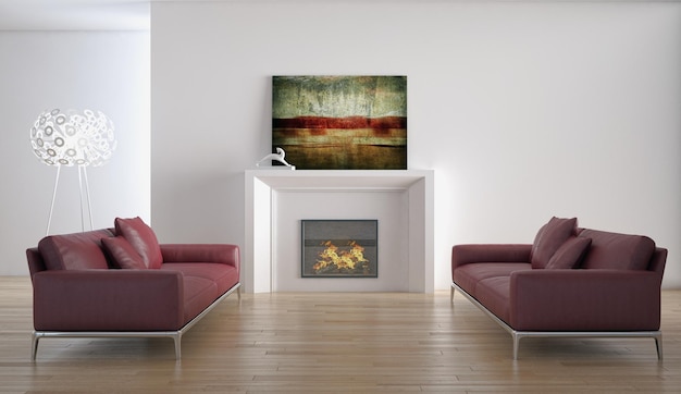 modern bright interiors 3d rendering illustration
