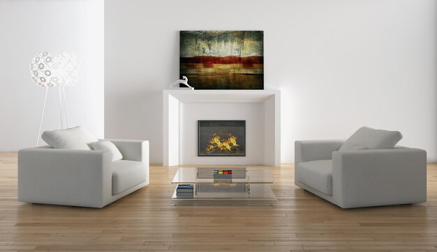 modern bright interiors 3d rendering illustration