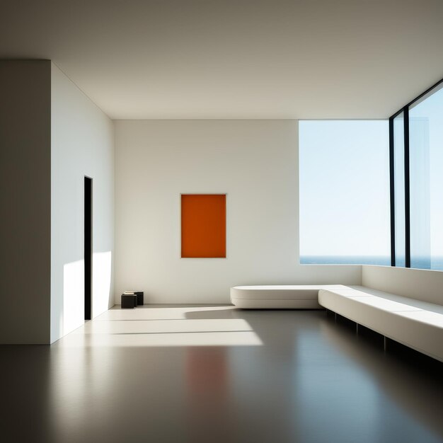 modern bright interiors 3D rendering illustration