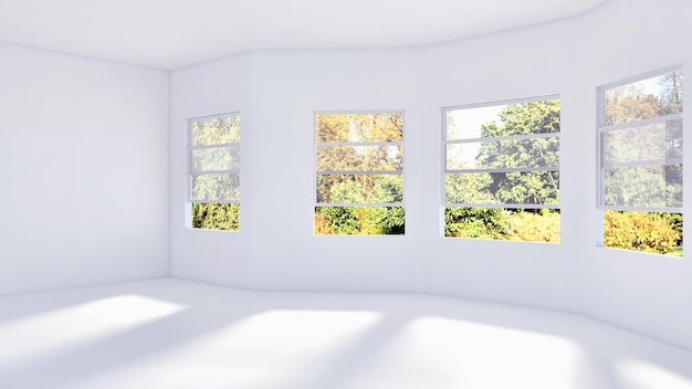현대 밝은 인테리어 아파트 3D 렌더링 그림