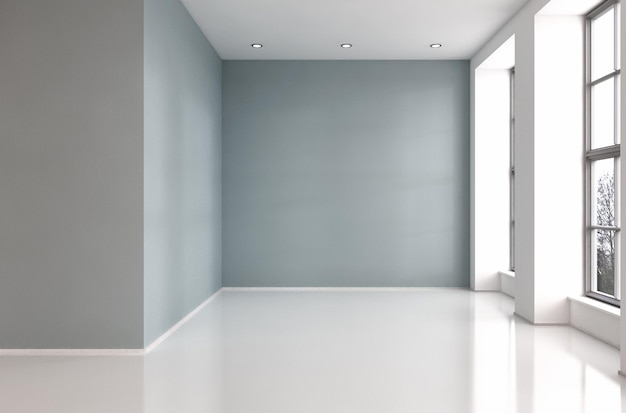 Modern bright interiors empty room 3D rendering illustration