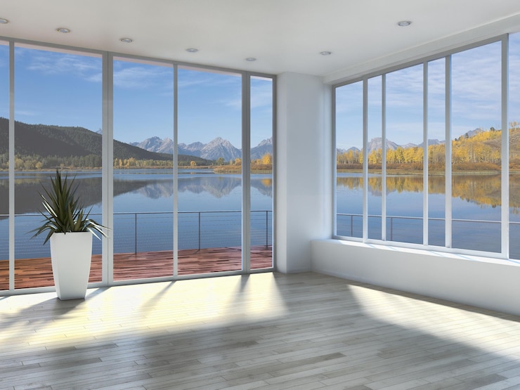 Photo modern bright interiors empty room 3d rendering illustration