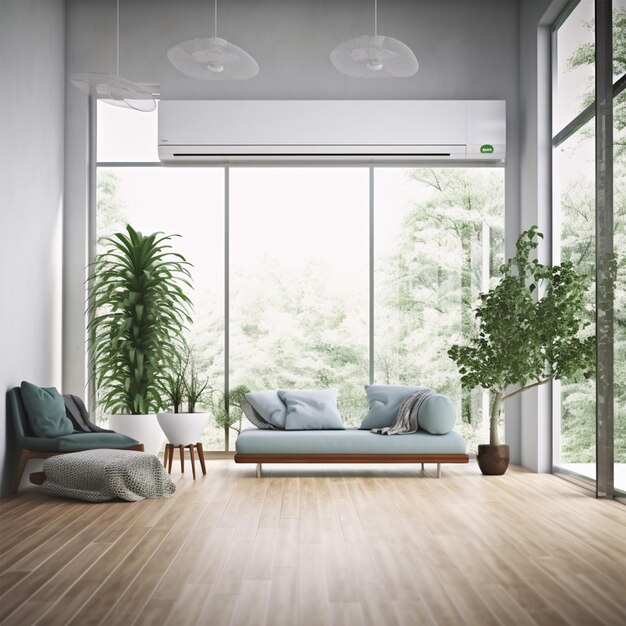 Modern Bright Interiors Room 3D Rendering Illustration