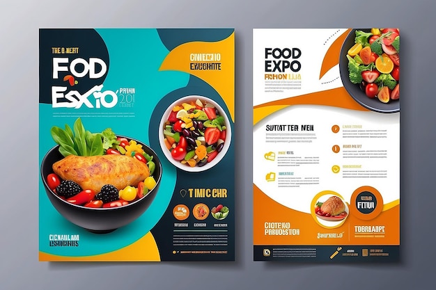 Modern Brochure and Flyer template design for Food Expo can be use for publishing