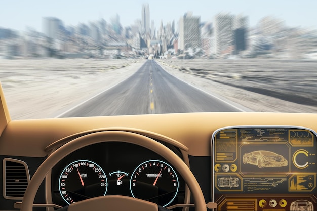 Modern brown car interior